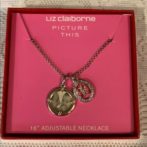 Liz Claiborne Silver Tone Picture This Insert Photo Initial K Pendant Necklace